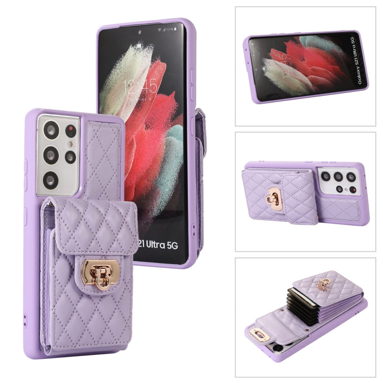 For Samsung Galaxy S21 Ultra 5G Card Slot Leather Phone Case