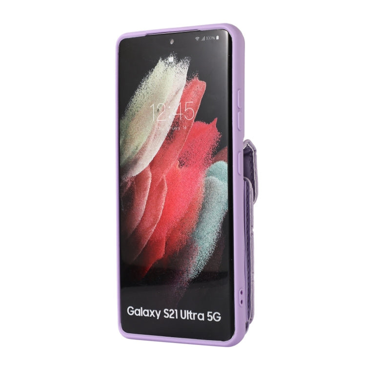 For Samsung Galaxy S21 Ultra 5G Card Slot Leather Phone Case