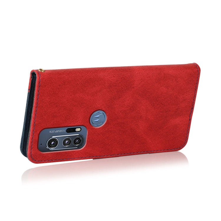 For Motorola Edge+ 2020 Dual-color Stitching Leather Phone Case