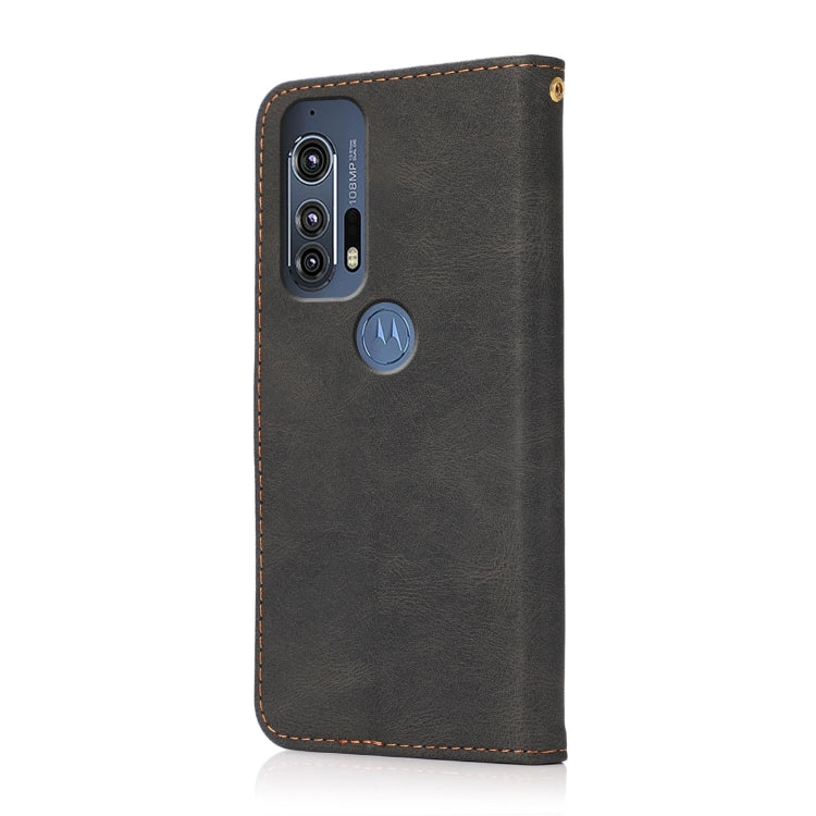 For Motorola Edge+ 2020 Dual-color Stitching Leather Phone Case