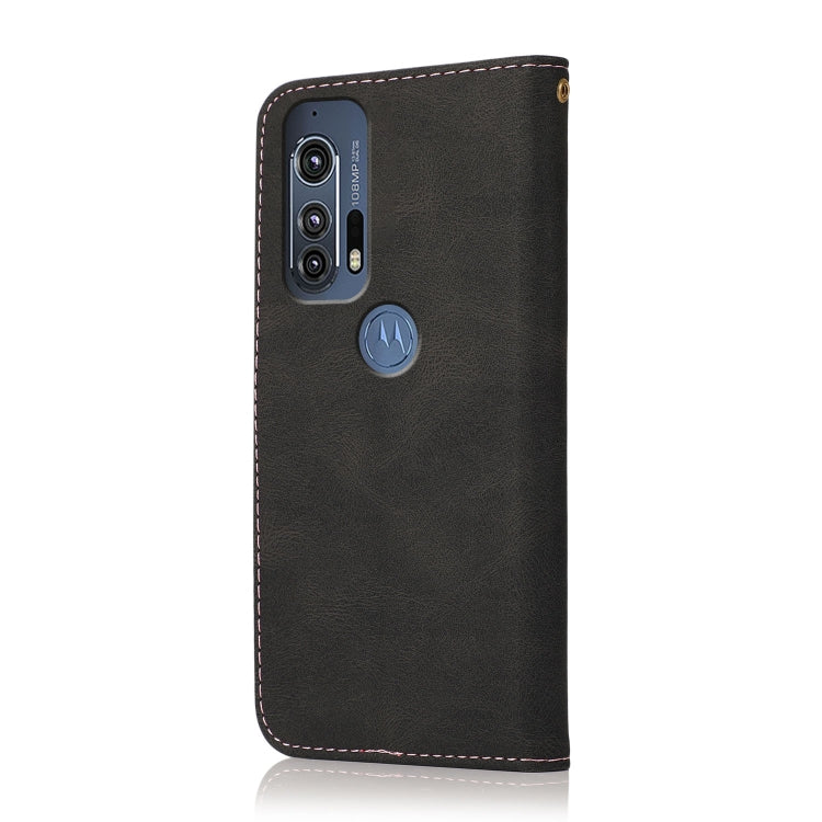 For Motorola Edge+ 2020 Dual-color Stitching Leather Phone Case