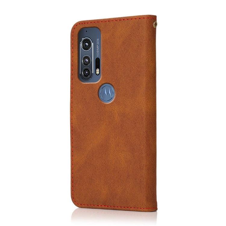 For Motorola Edge+ 2020 Dual-color Stitching Leather Phone Case