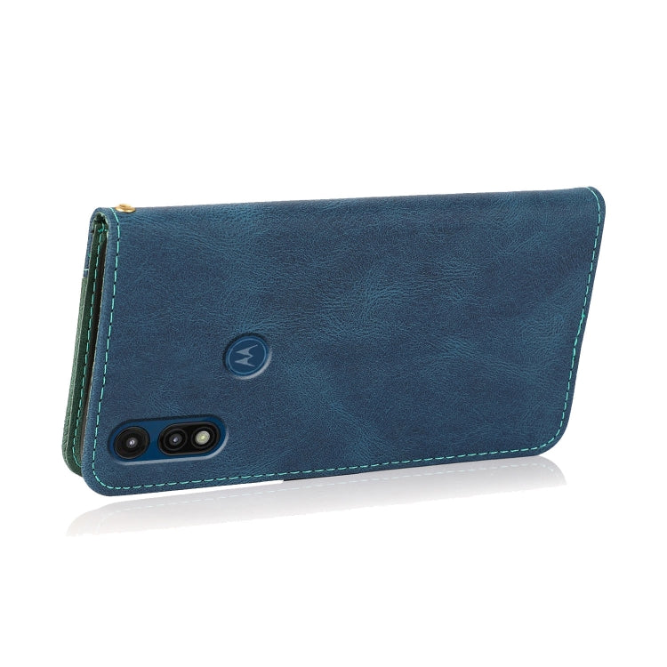 For Motorola Moto E 2020 Dual-color Stitching Leather Phone Case