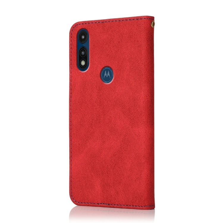 For Motorola Moto E 2020 Dual-color Stitching Leather Phone Case