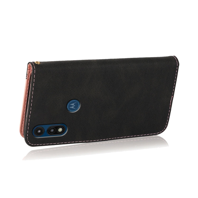 For Motorola Moto E 2020 Dual-color Stitching Leather Phone Case