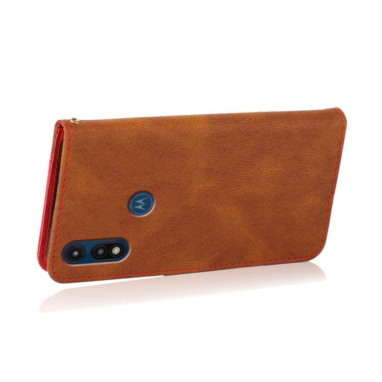 For Motorola Moto E 2020 Dual-color Stitching Leather Phone Case