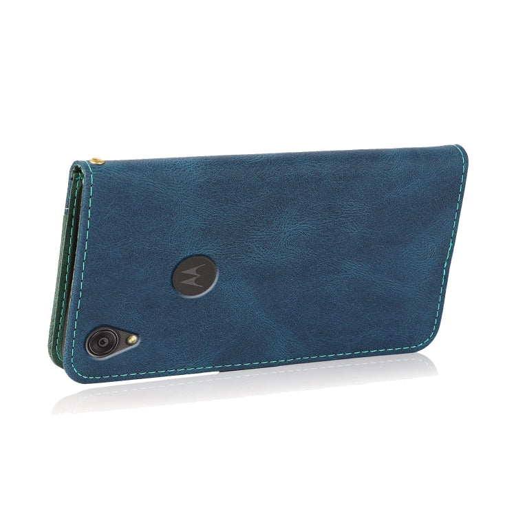For Motorola Moto E6 Dual-color Stitching Leather Phone Case