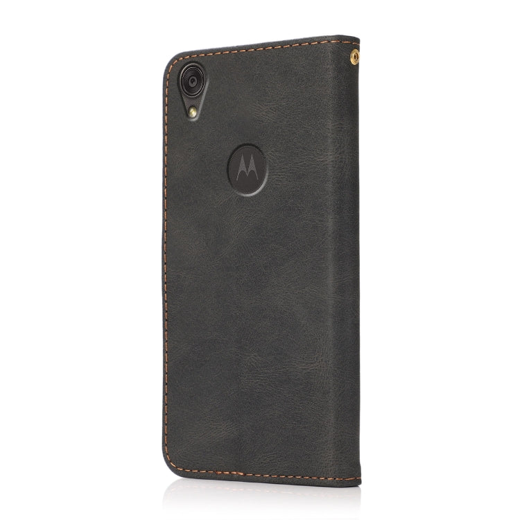 For Motorola Moto E6 Dual-color Stitching Leather Phone Case