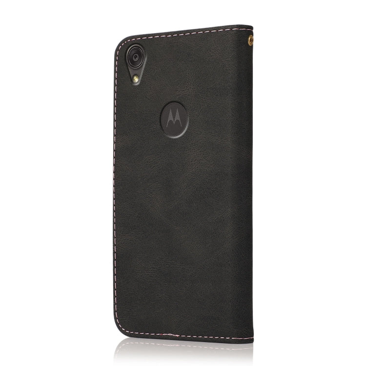For Motorola Moto E6 Dual-color Stitching Leather Phone Case