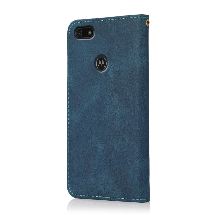 For Motorola Moto E6 Play Dual-color Stitching Leather Phone Case
