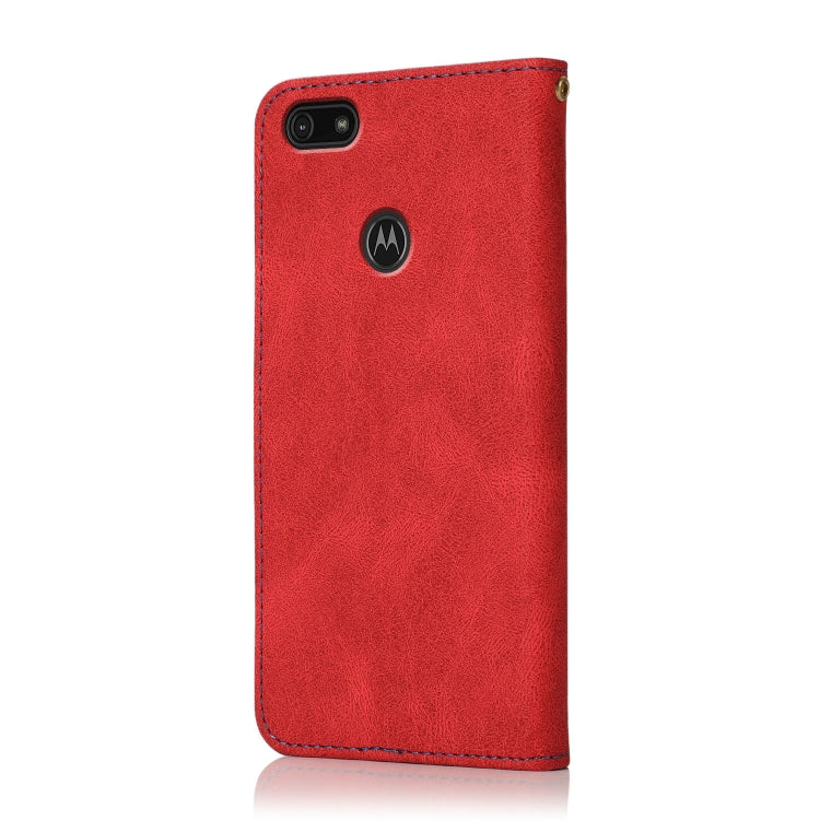 For Motorola Moto E6 Play Dual-color Stitching Leather Phone Case