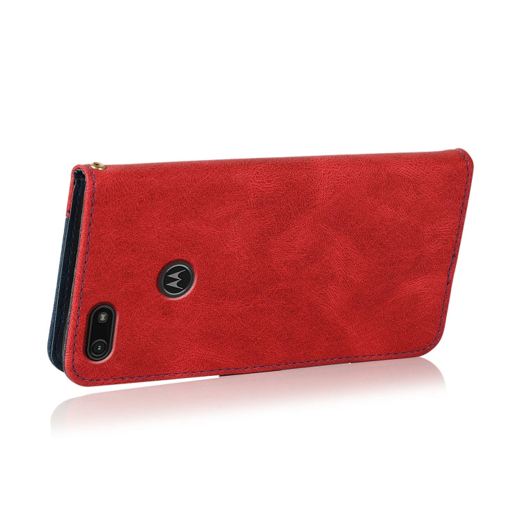 For Motorola Moto E6 Play Dual-color Stitching Leather Phone Case