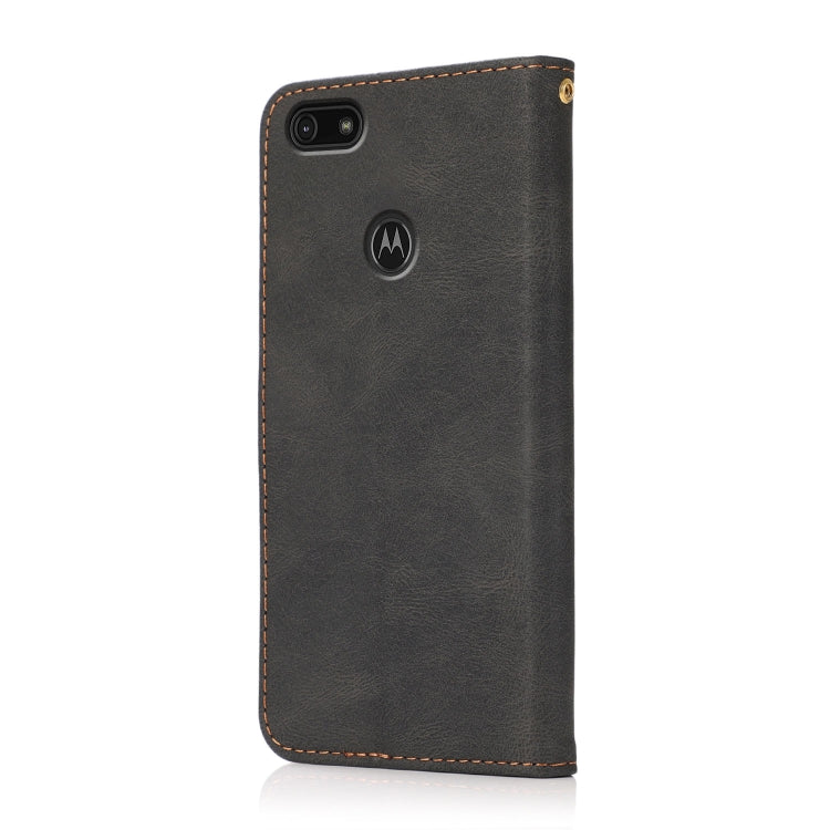 For Motorola Moto E6 Play Dual-color Stitching Leather Phone Case