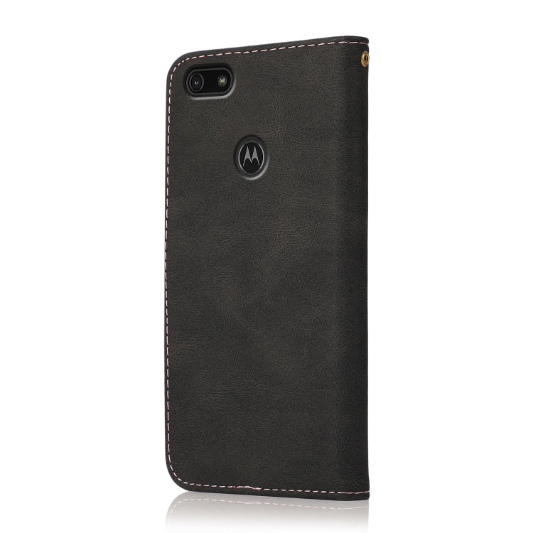 For Motorola Moto E6 Play Dual-color Stitching Leather Phone Case