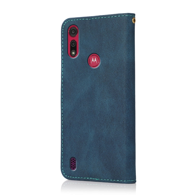 For Motorola Moto E6s 2020 Dual-color Stitching Leather Phone Case