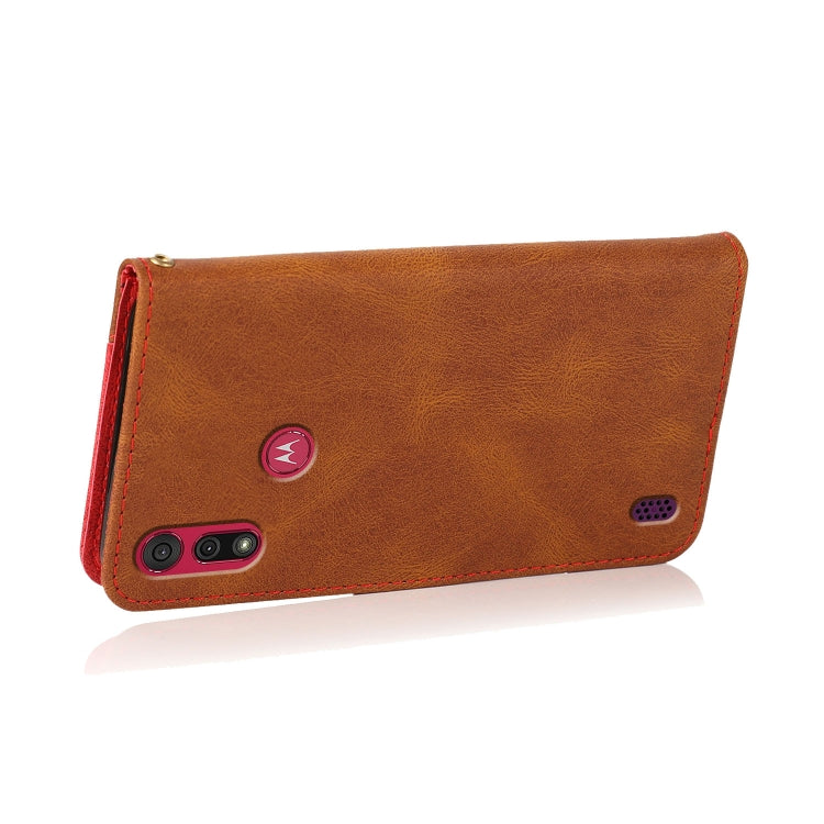 For Motorola Moto E6s 2020 Dual-color Stitching Leather Phone Case