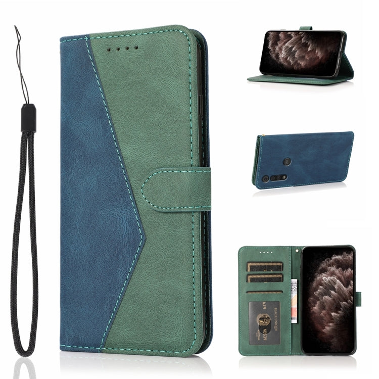 For Motorola Moto G8 Play / One Macro Dual-color Stitching Leather Phone Case