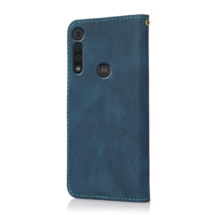 For Motorola Moto G8 Play / One Macro Dual-color Stitching Leather Phone Case