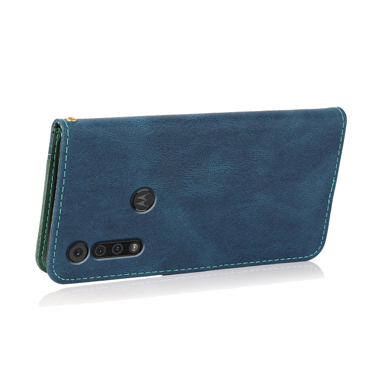 For Motorola Moto G8 Play / One Macro Dual-color Stitching Leather Phone Case