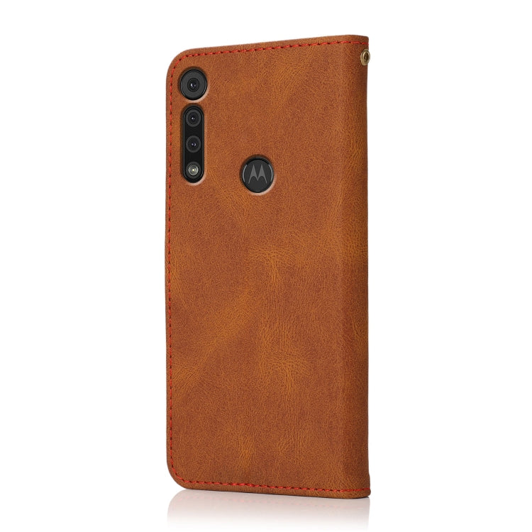 For Motorola Moto G8 Play / One Macro Dual-color Stitching Leather Phone Case