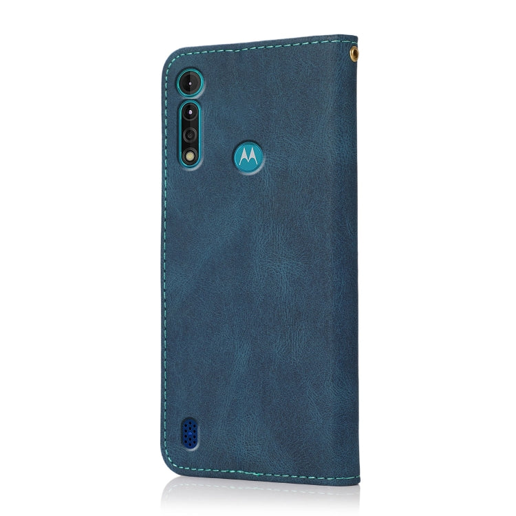 For Motorola Moto G8 Power Lite Dual-color Stitching Leather Phone Case