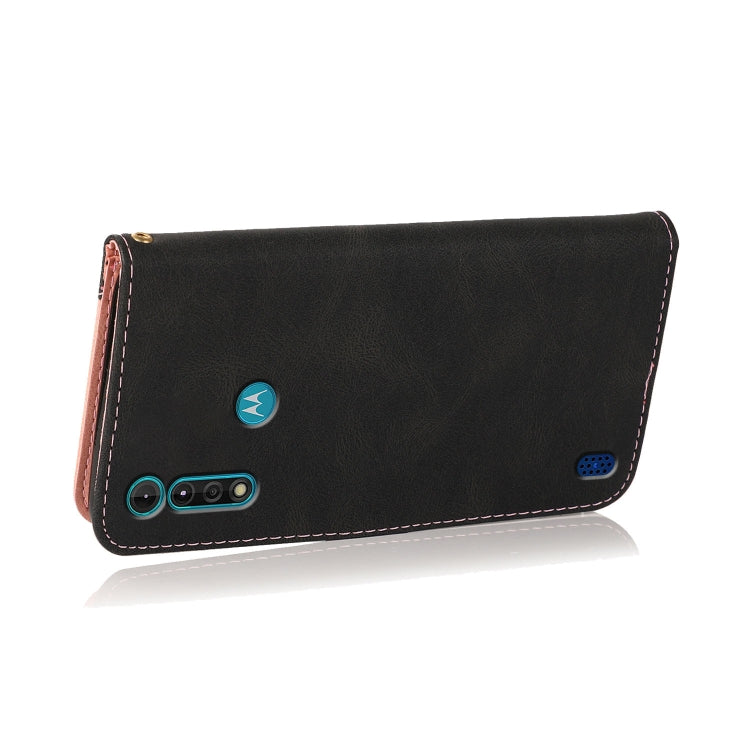 For Motorola Moto G8 Power Lite Dual-color Stitching Leather Phone Case