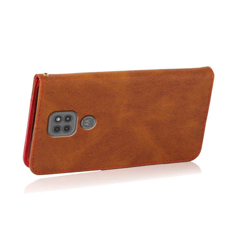 For Motorola Moto G9 / G9 Play / E7 Plus Dual-color Stitching Leather Phone Case