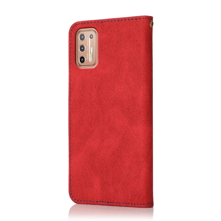 For Motorola Moto G9 Plus Dual-color Stitching Leather Phone Case