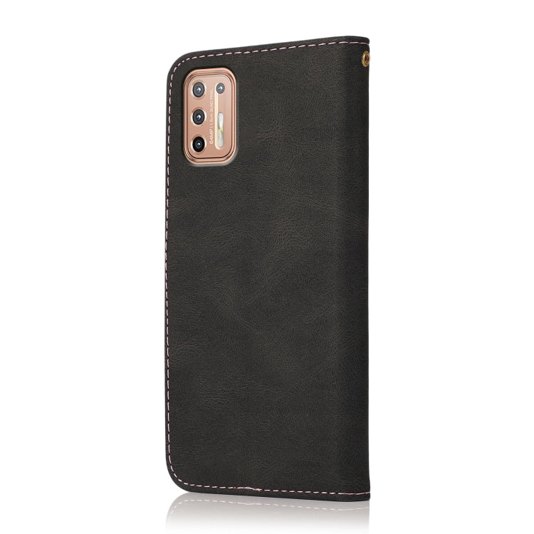 For Motorola Moto G9 Plus Dual-color Stitching Leather Phone Case