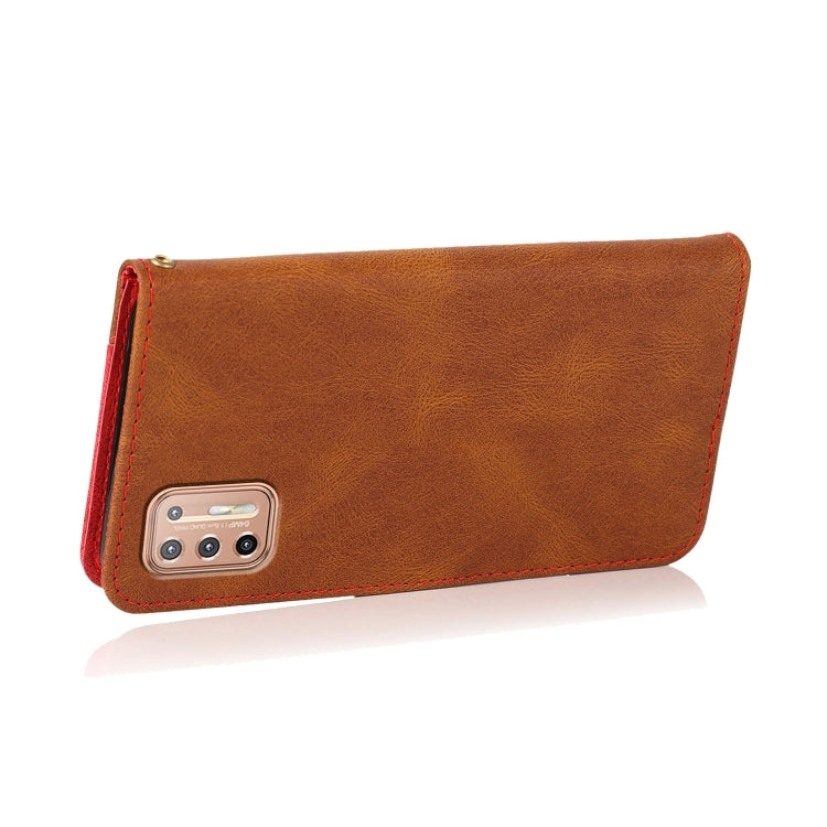 For Motorola Moto G9 Plus Dual-color Stitching Leather Phone Case