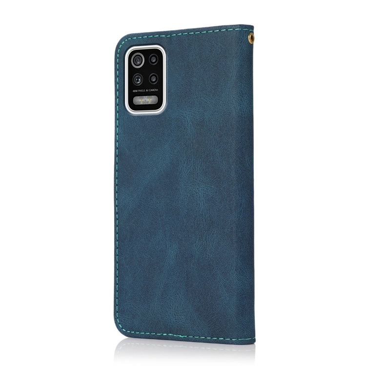 For LG K52 Dual-color Stitching Leather Phone Case