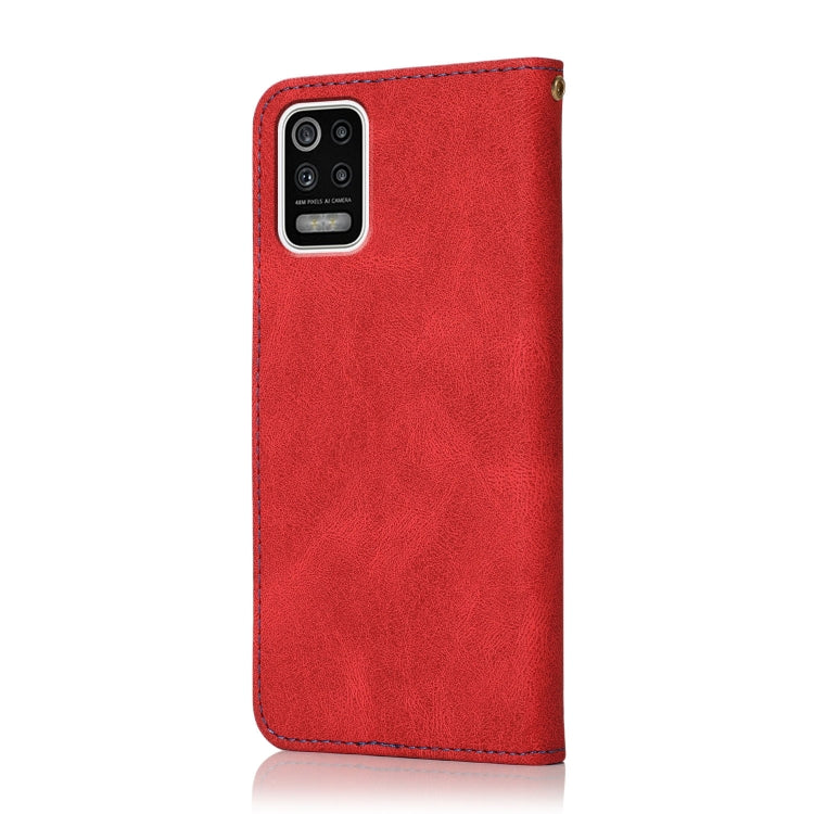 For LG K52 Dual-color Stitching Leather Phone Case
