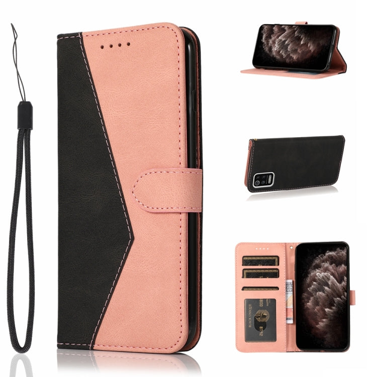 For LG K52 Dual-color Stitching Leather Phone Case
