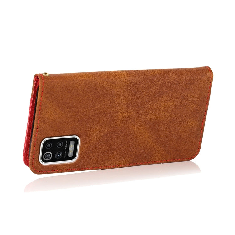 For LG K52 Dual-color Stitching Leather Phone Case