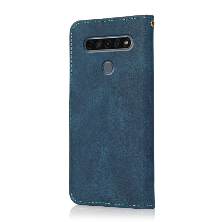 For LG K61 Dual-color Stitching Leather Phone Case
