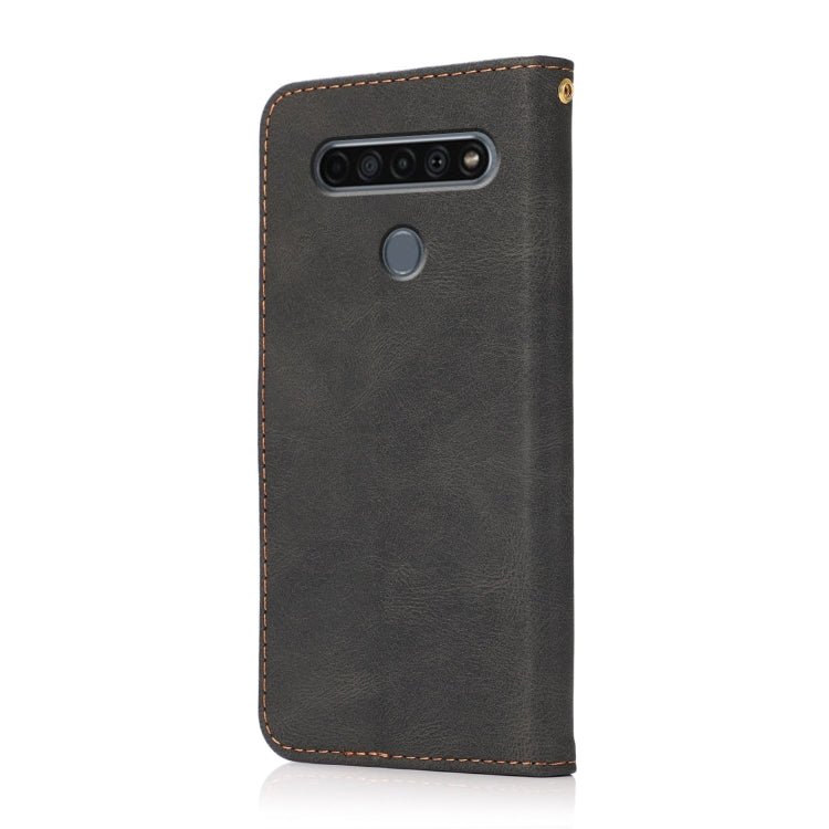 For LG K61 Dual-color Stitching Leather Phone Case