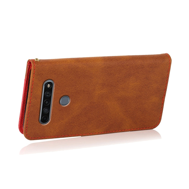 For LG K61 Dual-color Stitching Leather Phone Case
