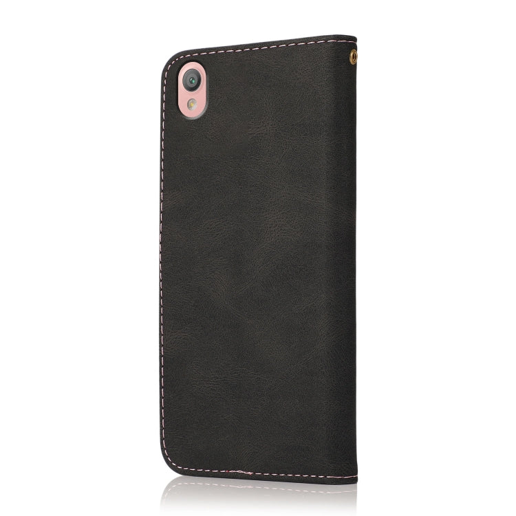 For Sony Xperia L1 Dual-color Stitching Leather Phone Case