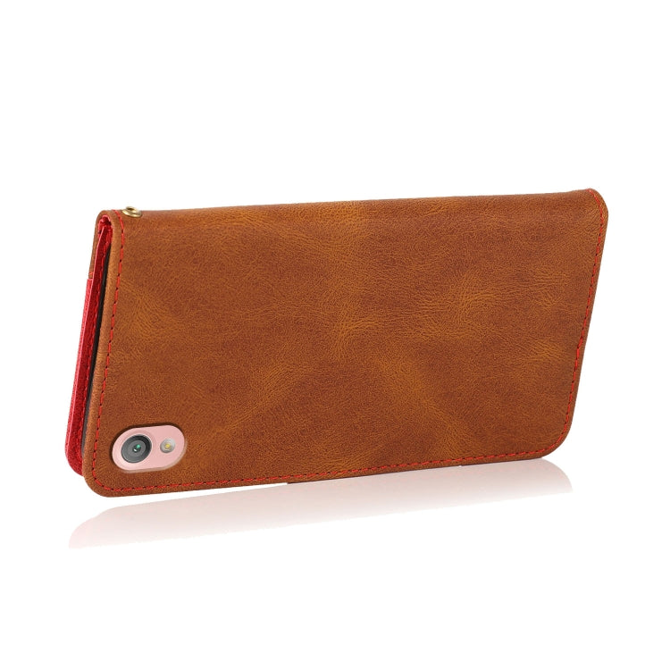 For Sony Xperia L1 Dual-color Stitching Leather Phone Case