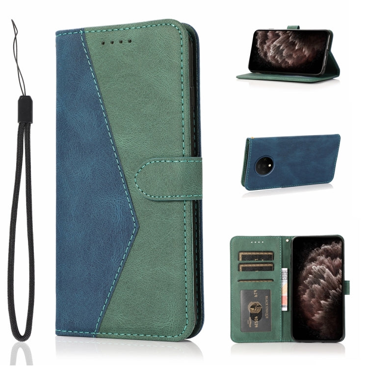 For OnePlus 7T Dual-color Stitching Leather Phone Case
