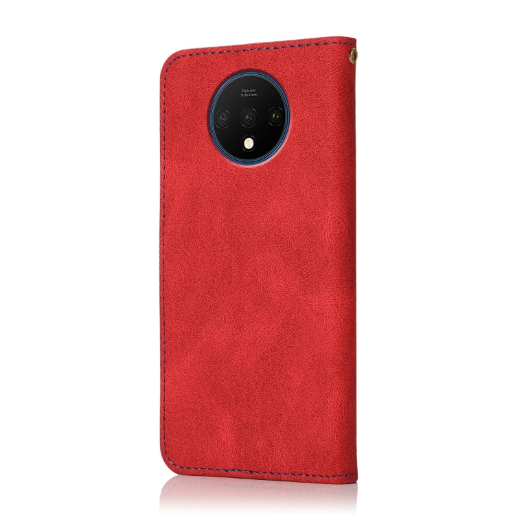 For OnePlus 7T Dual-color Stitching Leather Phone Case