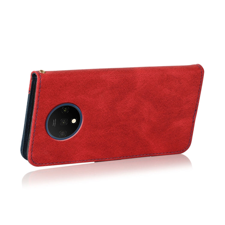 For OnePlus 7T Dual-color Stitching Leather Phone Case
