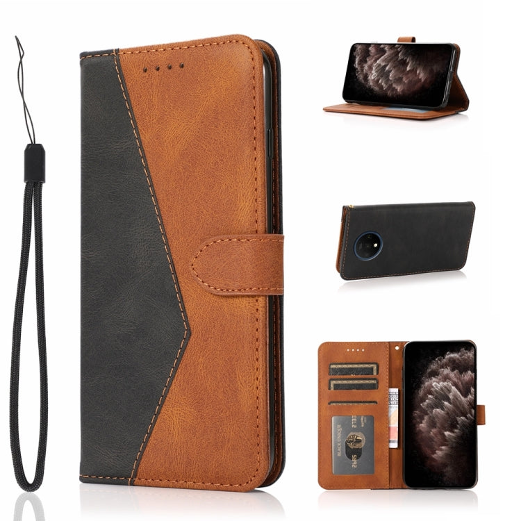 For OnePlus 7T Dual-color Stitching Leather Phone Case
