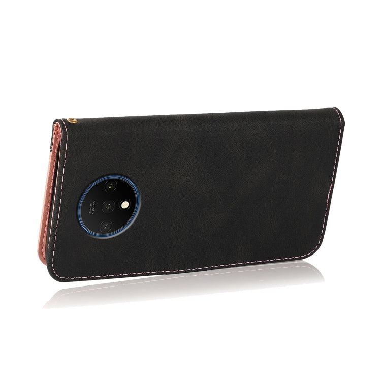 For OnePlus 7T Dual-color Stitching Leather Phone Case