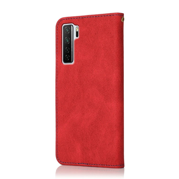 For Huawei P40 lite 5G Dual-color Stitching Leather Phone Case