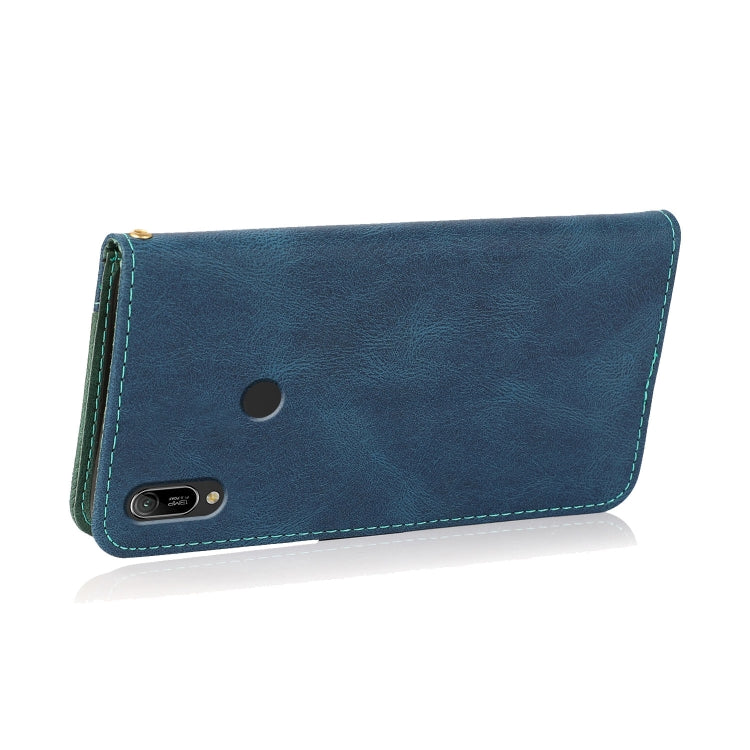 For Huawei Y6 2019 Dual-color Stitching Leather Phone Case