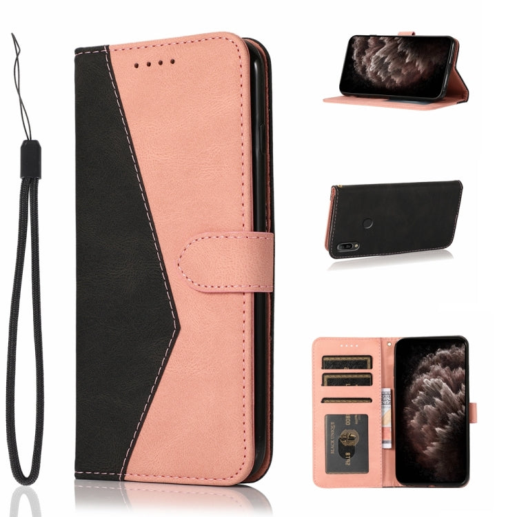 For Huawei Y6 2019 Dual-color Stitching Leather Phone Case