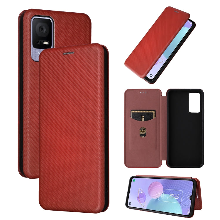 For TCL 408 Carbon Fiber Texture Flip Leather Phone Case