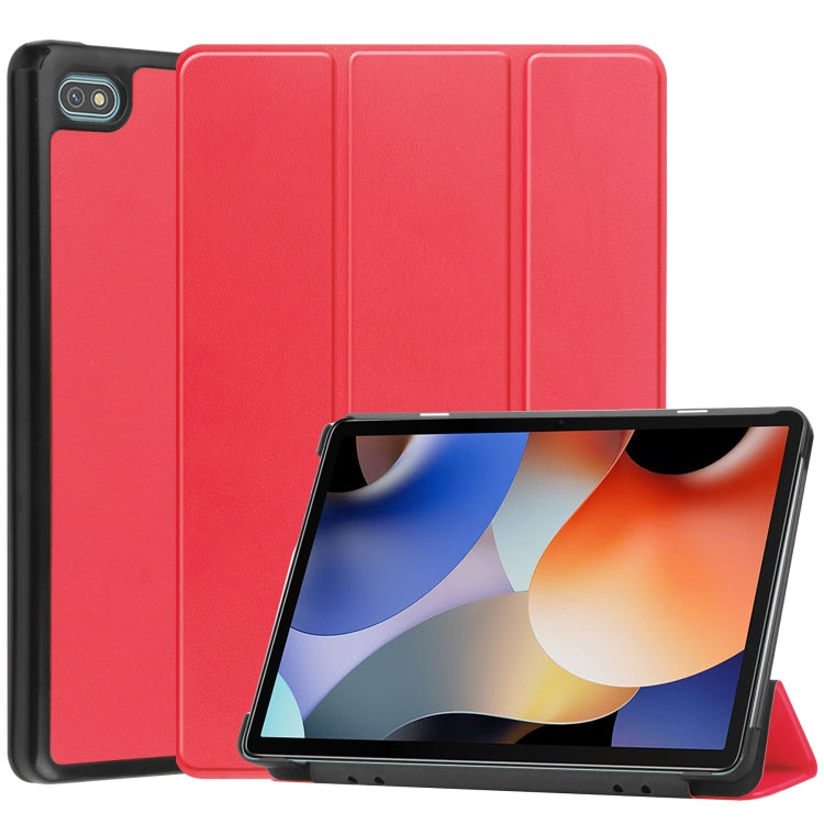 For Blackview Oscal Pad 10 Custer Pure Color 3-Fold Holder Smart Leather Tablet Case