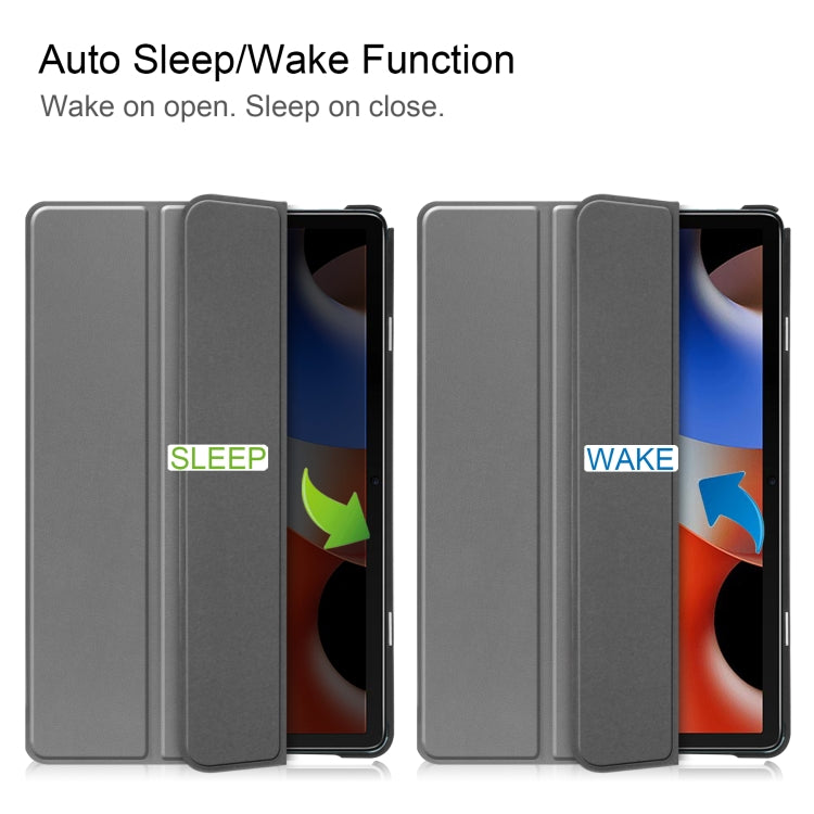 For Blackview Oscal Pad 10 Custer Pure Color 3-Fold Holder Smart Leather Tablet Case